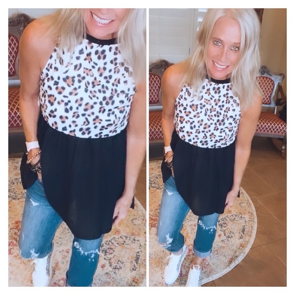Leopard & Black Babydoll Top